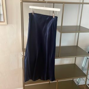Aritzia Blue satin slip skirt